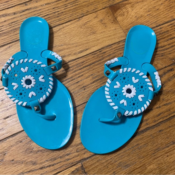 Jack Rogers Turquoise Georgica Jelly Thong Sandal Size 7 - Picture 2 of 6
